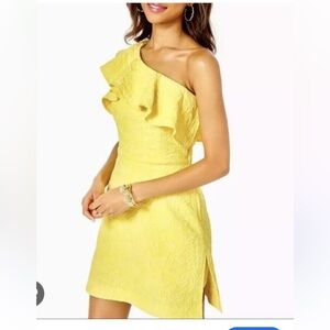 One-Shoulder Yellow Ruffle Romper